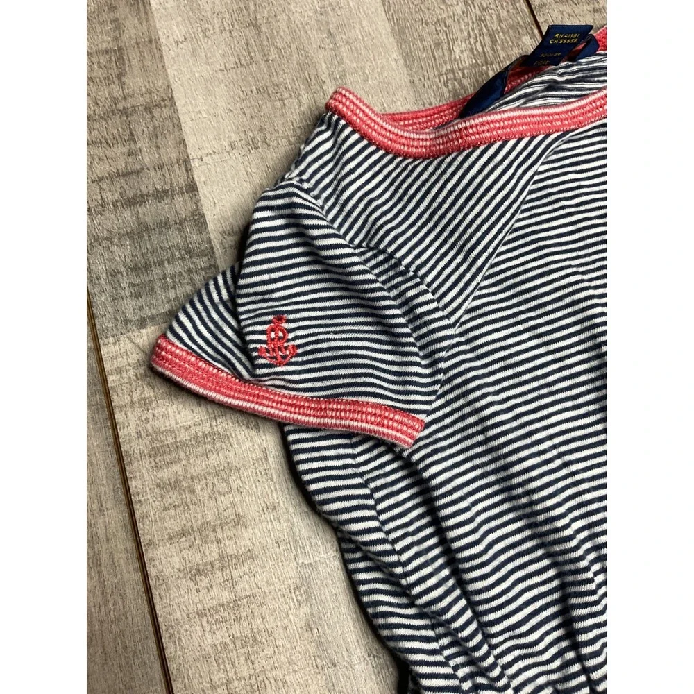 Polo Ralph Lauren Girls 3T Navy Blue White Striped Nautical Dress Red Accents